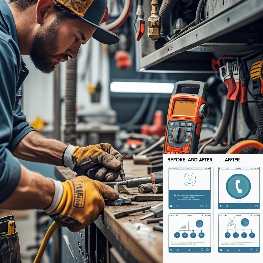 Professional tradesperson working with precision tools
